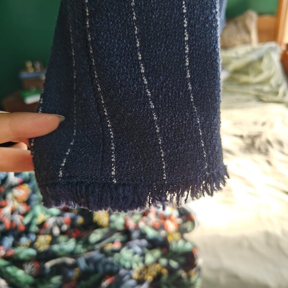 Banana Republic Navy Pinstripe Fringe-Edge Blazer – Size 4 - Picture 5 of 5